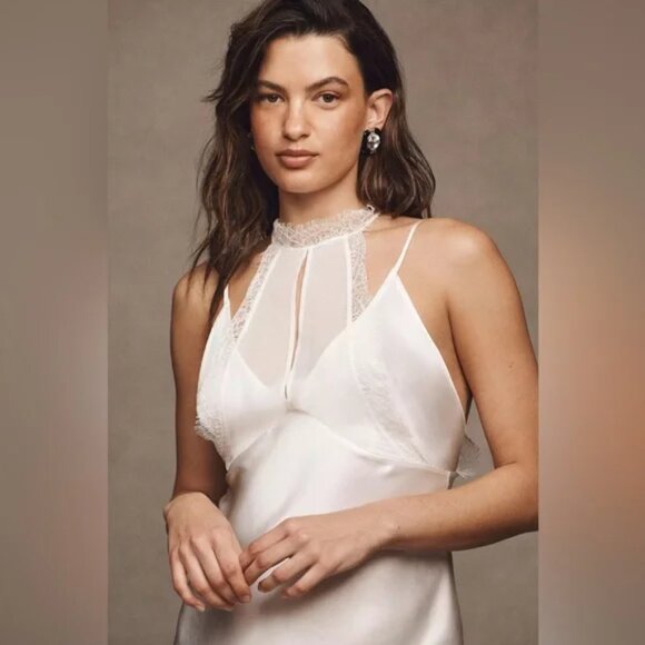 BHLDN | Clarice Lace Halter Satin Sheath Maxi Dress (NWT) - Picture 1 of 5